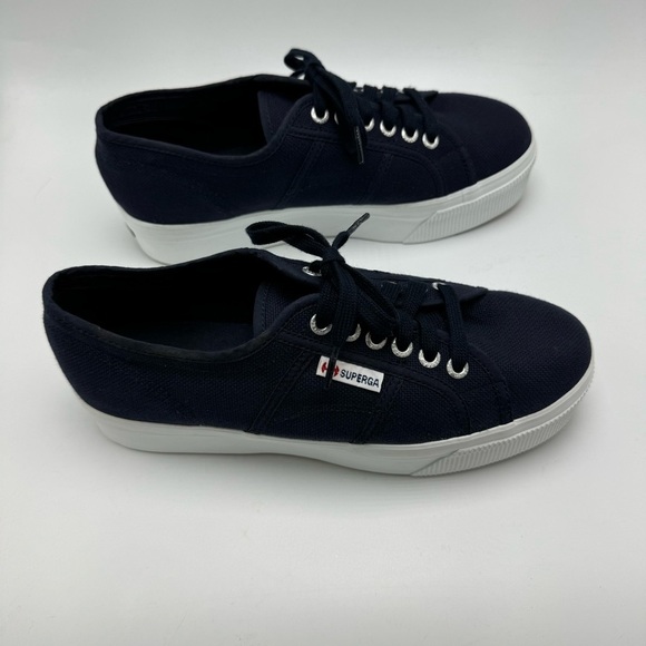 Superga 90s Platform Sneakers Navy Blue 2790A Casual Shoe Size 40 US Size 9 - Picture 2 of 9